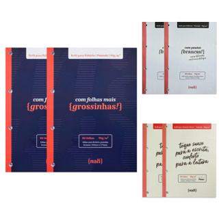 Folhas Refil para Fichário A4 90g NALÍ Kit 2 Blocos em Oferta na Shopee