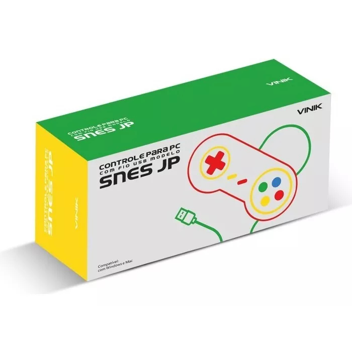 Controle Para Pc Vinik Com Fio Usb Snes - 107483 Cor Cinza.