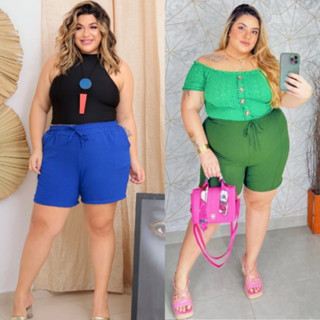 Kit 2 short Bermuda Plus Size Com Elástico Duna G1 G2 G3 Escolhe a cor