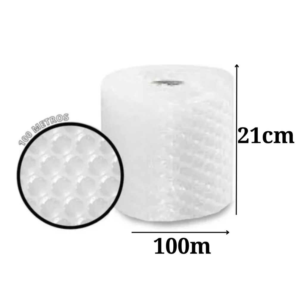 Plástico Bolha - Bobina 21 cm X 100 Mts E-commerce Mudança 25 Micras Bolha