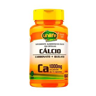 Cálcio Quelato Ca Puro Vegano 1000mg 60 Capsulas Fortalece Ossos Unilife
