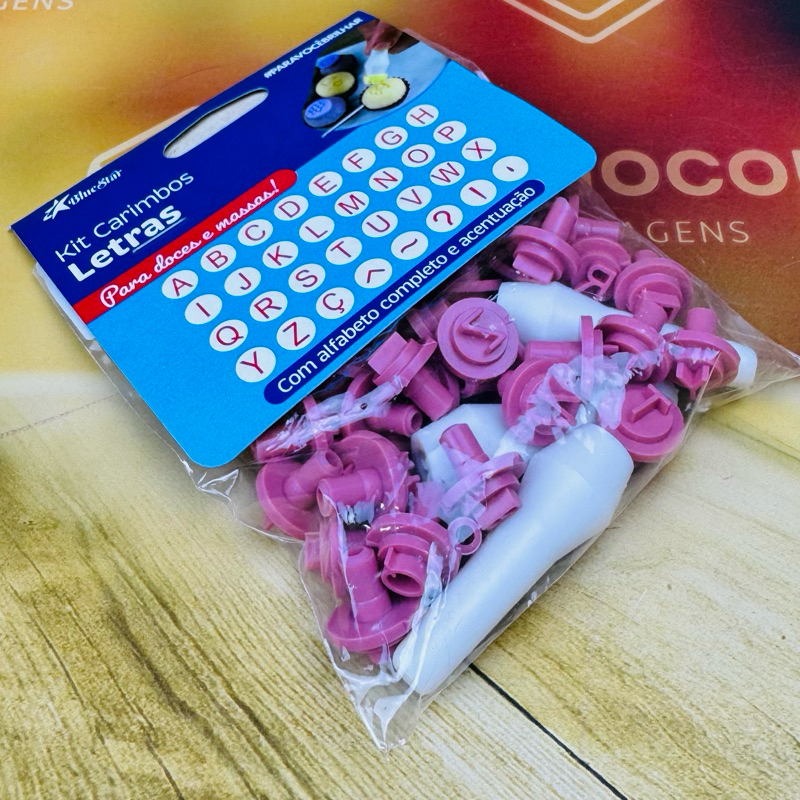 Kit carimbos ROSA LETRAS para brigadeiro e doces de festas alfabeto completo de A ao Z par// em Oferta na Shopee