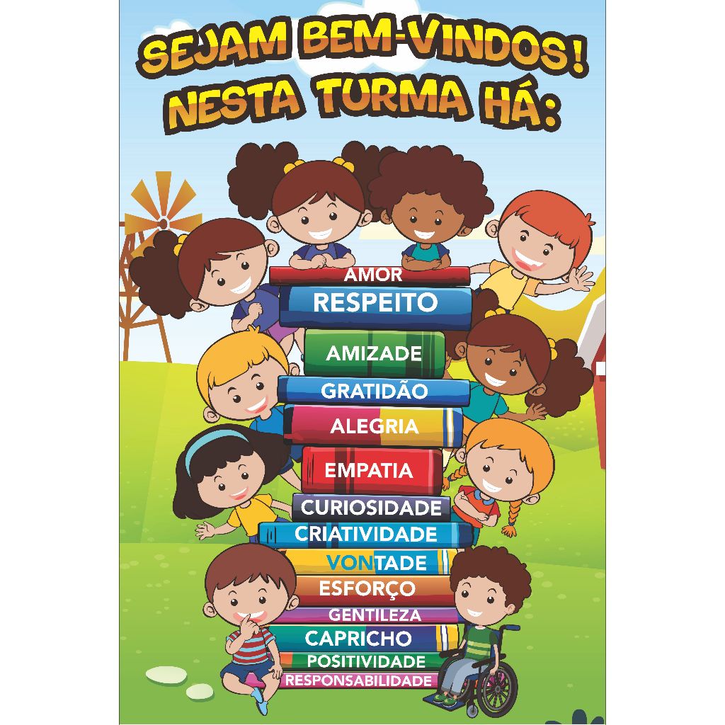 Banner TURMA Sejam Bem-Vindos Escolar decoração sala aula pedagógico em Oferta na Shopee