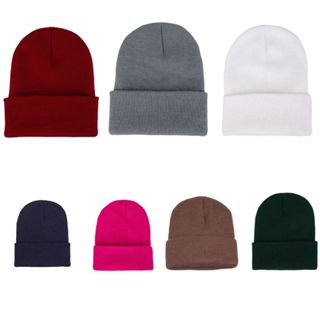 Gorro / Chapéu / Touca De Tricô Feminino casual Quente Em Cor Lisa