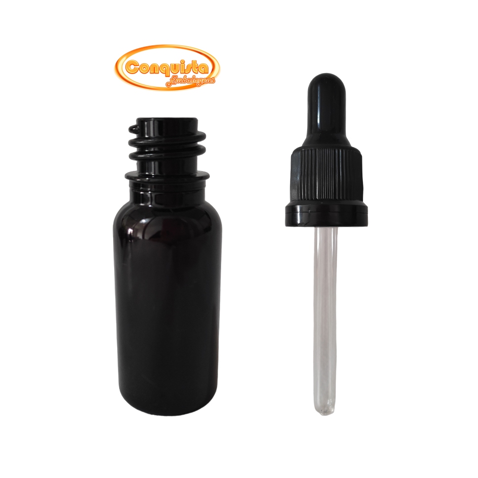 Frasco Em Pet  20ml Conta Gotas Silicone - 100 Unidades