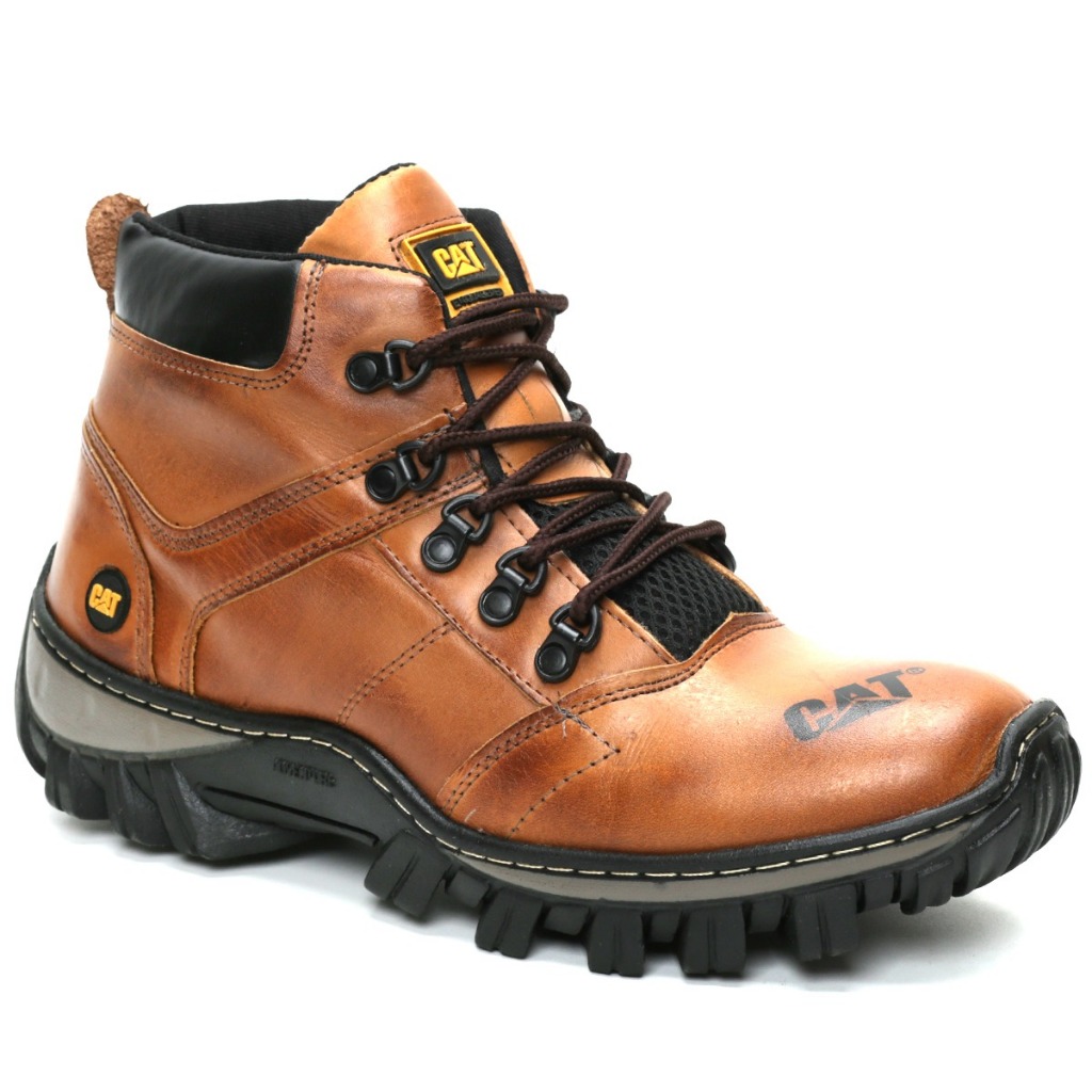 Bota Caterpillar Coturno Amarok Em Couro Legítimo Lançamento Robusta e Confortável - Café