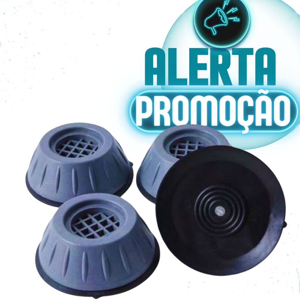 Kit com 4 Pés de Borracha Multiuso Antiderrapante e Anti-Vibração: Base Protetora Evita Ruídos Impermeável com Amortecimento para Máquina de Lavar Ante Vibração fogão armário  e Móveis Geladeira