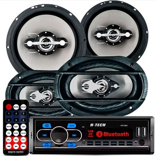 Kit Rádio de Carro Bluetooth Usb + 1 par de Alto-falante 6x9 e 1 par de 6" Toca Som Automotivo em Oferta na Shopee