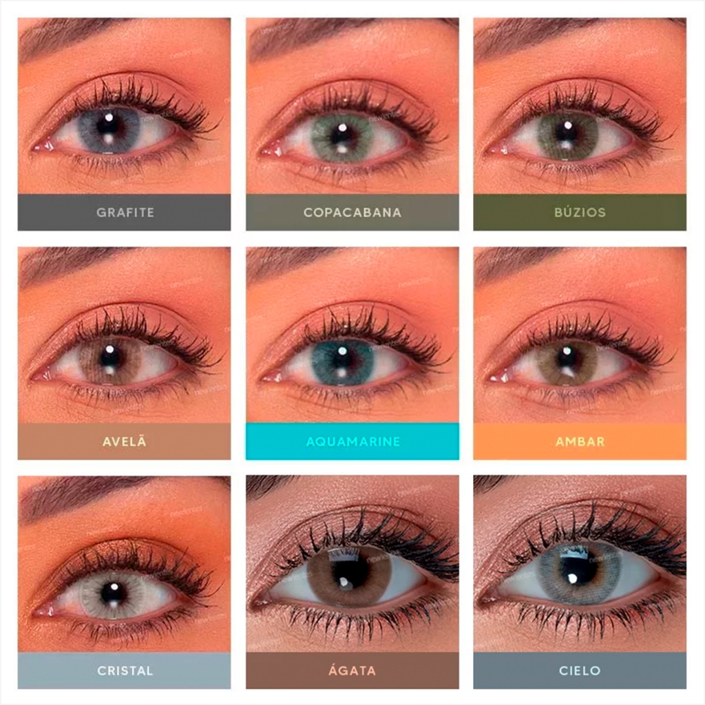 Lentes de Contato Colorida Hidrocor - COM GRAU para miopia ou hipermetrocia descarte anual - 2 unidade