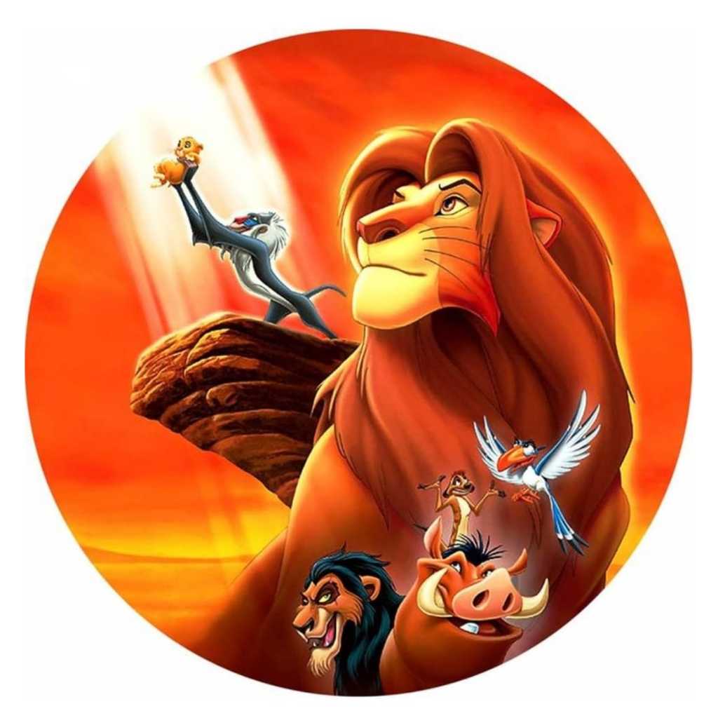 Paine de festa redondo Simba tecido rei leão aniversário decoração infantil