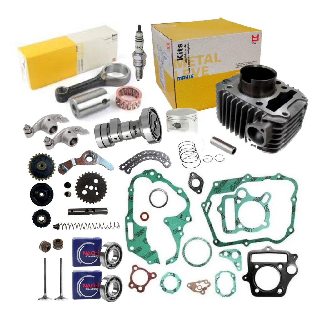 Kit Motor Biz 100 Até 2005 Comando Vela Biela Kit Corrente