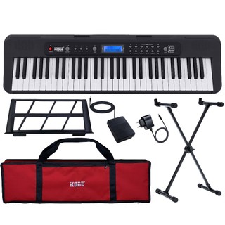 Kit Teclado Musical Digital Kobe KB-300 5/8 Teclas Sensíveis  incluso Pedal Sustain Capa  e Suporte