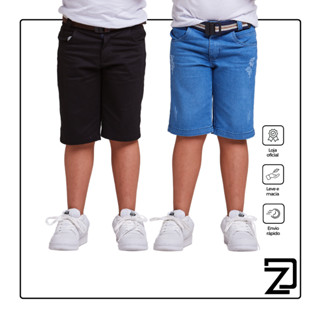 Kit 2 Bermuda Infantil Jeans Sarja Menino Short
