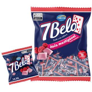 Bala 7 Belo Framboesa Mastigável 12 Un 14,5g Arcor