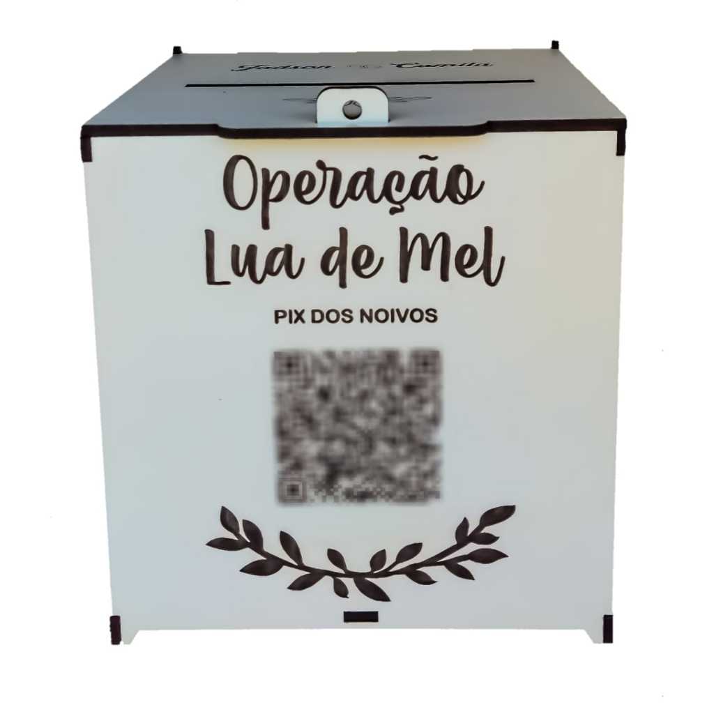 caixa cofre operação lua de mel dos noivos para casamento - mdf 3mm 15x15x15