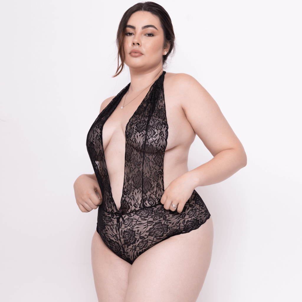 Body Decote Rendado Plus Size Sexy Lingerie Feminino Sensual