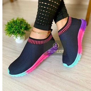 Tênis Slip On Caminhada Academia Trabalho Feminino Sem Cadarço