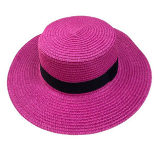 Chapéu De Praia Paris Feminino Aba Média De Palha Com Fita Preta Para Praia, Piscina E Passeios Ao Ar Livre