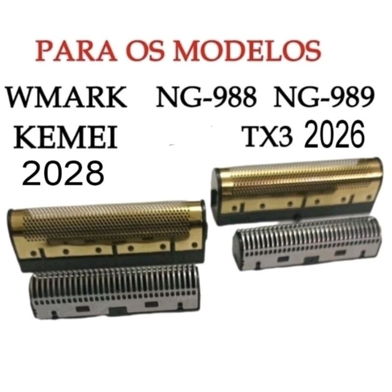 kit reposição shaver kmi 2028, 2026, tx3, wmark NG 988, 989 telas e lâminas em Oferta na Shopee