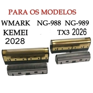 kit reposição shaver kmi 2028, 2026, tx3, wmark NG 988, 989 telas e lâminas em Oferta na Shopee