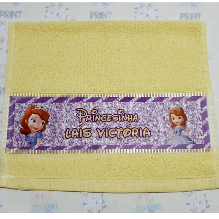 Toalhinha de Mão Princesinha Sofia - PRINCESAS DISNEY Personalizada COM NOME Toalha de Boca Escolar Lavabo Infantil