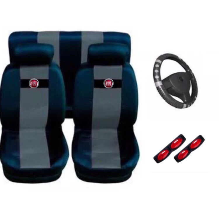 Jogo capa banco carro Nylon + capa volante Fiat UNO