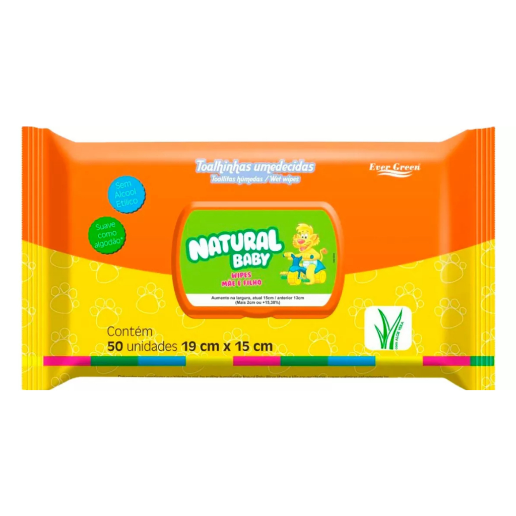 Toalha Lenço Umedecido Natural Baby 50 unidades