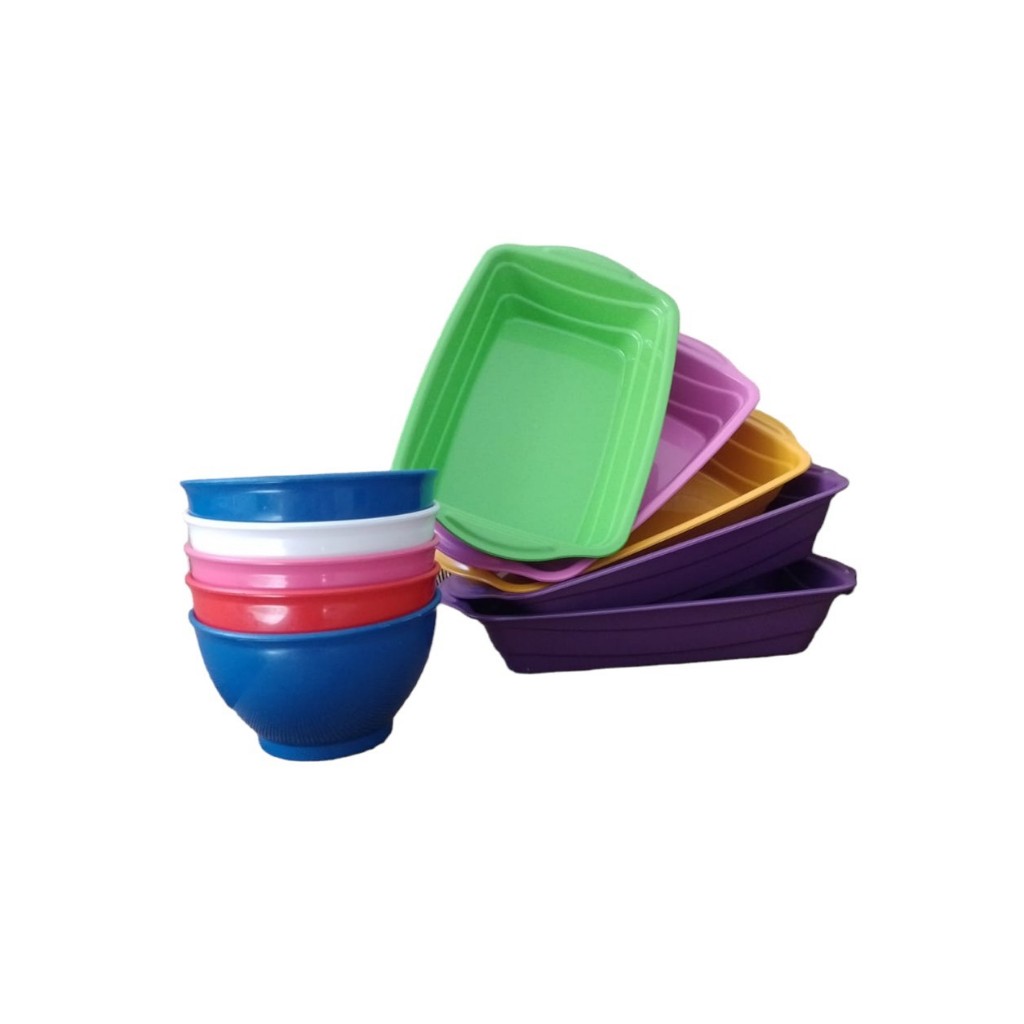 Kit 5 Cumbuca Bowl 800 ml com 5 Bandeja Multiuso 1500 ml  Caldos Sopa Refeição