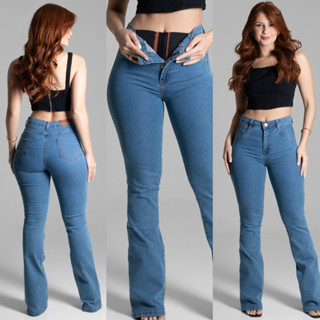 CALÇA SAWARY JEANS SUPER LIPO FLARE BOOT CUT COM CINTA MODELADORA 38 AO 46