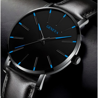 Relógio Minimalista Geneva Masculino Pulseira de Couro Luxo para Negócios