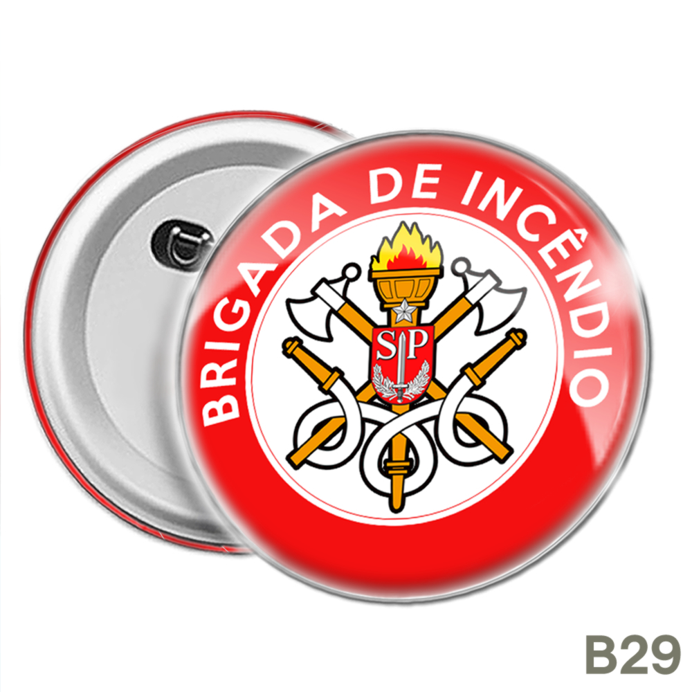 Botton Brigada de Incêndio Brigadista Emergência, broche alfinete redondo