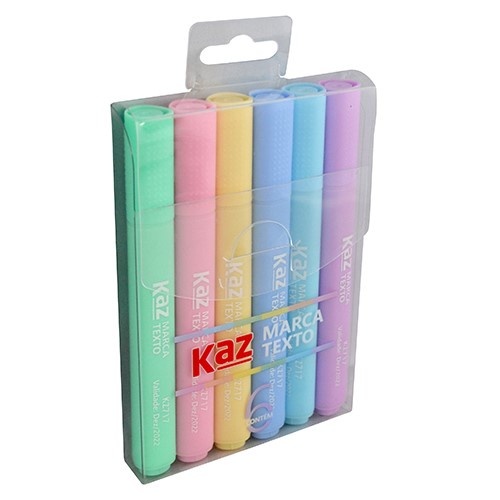Caneta Marca Texto Pastel Com 6 Cores - Kaz