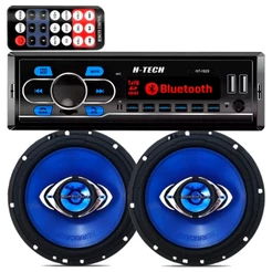 Aparelho Som Carro Radio Mp3 Bluetooth + 2 Falantes 6 Hurricane 130w