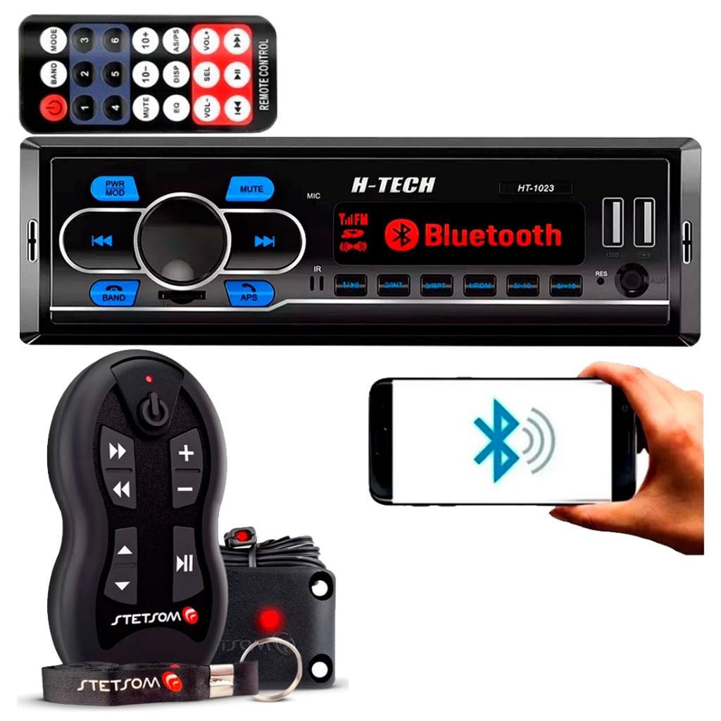Radio Fm Bluetooth 2 UsB Controle Longa Distancia Stetsom Grafite 500 Metros 8 funções em Oferta na Shopee