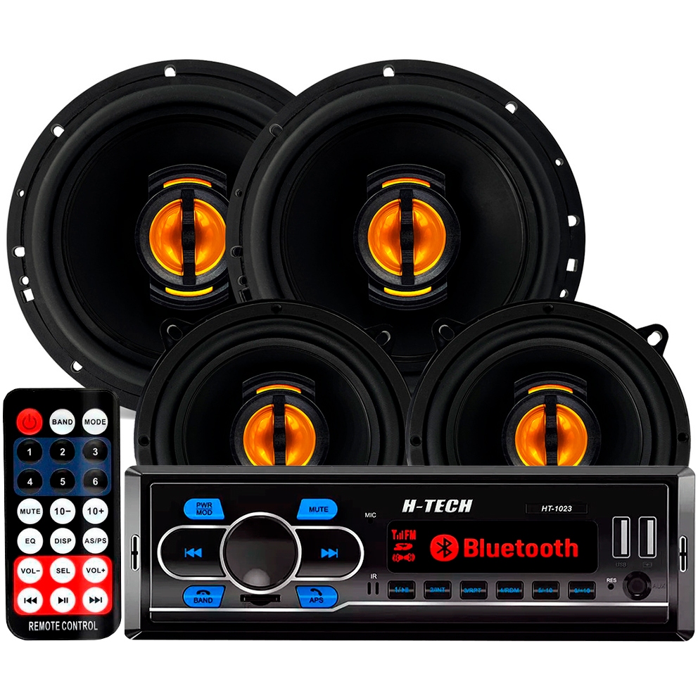 Kit Som Automotivo Bluetooth Usb + 4 Alto Falante Jb Flex 200w Fiat - Volks - Ford - Toyota - Chevrolet - Hyundai