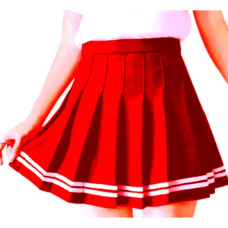 Saia / Colegial / Pregueada / Anime / Vermelho com Listra / ADULTO E INFANTIL