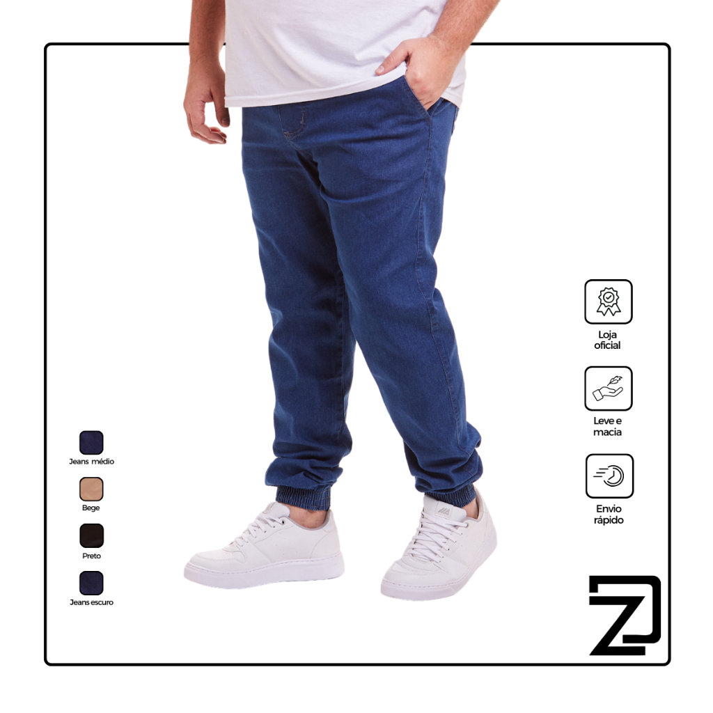 Calça Jogger Sarja Jeans Masculina Plus Size - Men Clothes