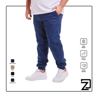 Calça Jogger Sarja Jeans Masculina Plus Size