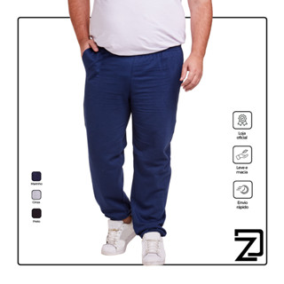 Calça Moletom Masculina Com Punho Plus Size