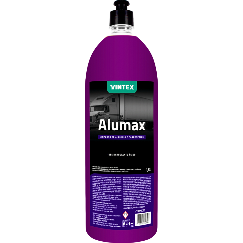 Alumax 1,5L Vintex Desincrustante Concentrado Limpa Aluminio Carroceria Bau Autos em Geral em Oferta na Shopee