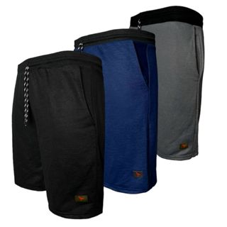 Kit 3 Bermudas Moletom Masculino Algodão e Elástico Academia Treino Short Masculino
