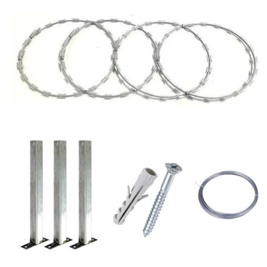 Concertina Flat 45cm Para 15 Metros Cerca Com Kit Instalaçao