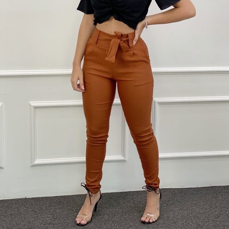 Calça Clochard Feminina Bengaline Com Laço Sem Zíper - Várias Cores em Oferta na Shopee