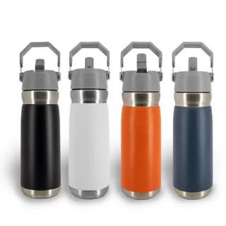 Garrafa Térmica Inox Parede Dupla Bico Flip c/ Canudo 600ml