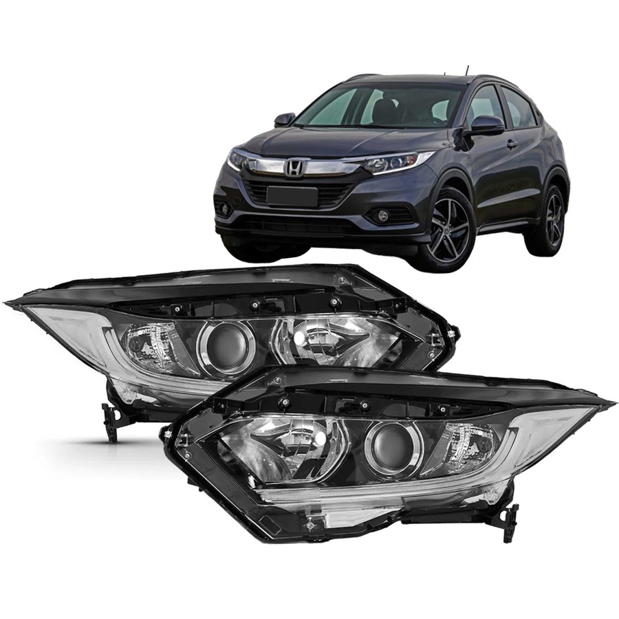 Farol Dianteiro Honda Hr-v Hrv 2019 / 2021 Com Motor Com Led Par