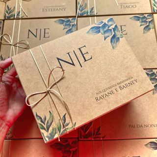 Caixa de MDF Personalizada Casamento Folhagens Para Padrinhos ou Pais em Oferta na Shopee