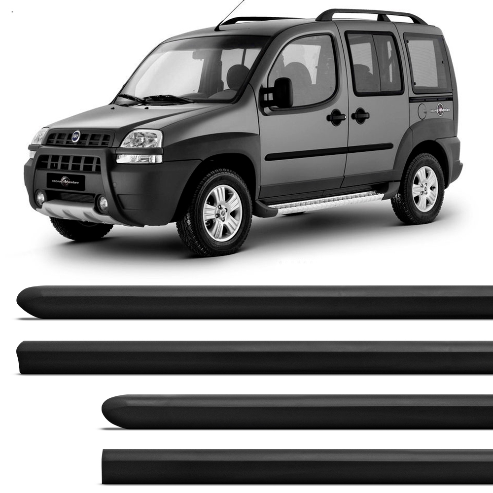 Jogo Friso Lateral Borrachão Fiat Doblo 2002 2003 2004 2005 2006 2007 2008 2009