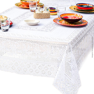 Toalha De Renda Branca Decoração Coqueiro 4 lugares 1,60 x 1,60m