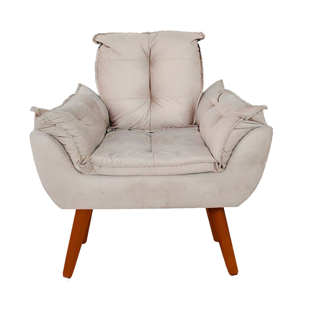 Poltrona Cadeira Opala Suede Cores Pés Palito