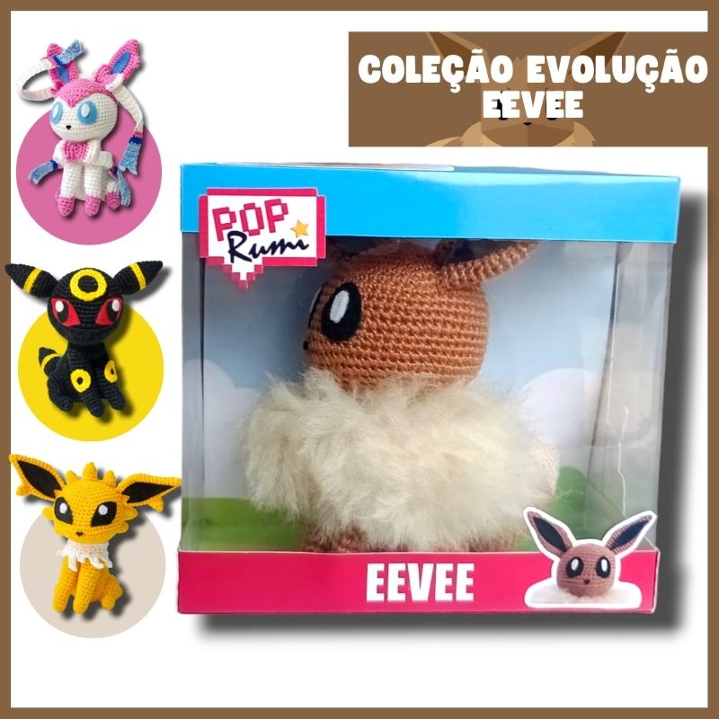 Amigurumi Figure Pokémon Evolução Eevee Flareon Vaporeon Jolteon Umbreon Espeon Leafeon  Glaceon Sylveon / PopRumi